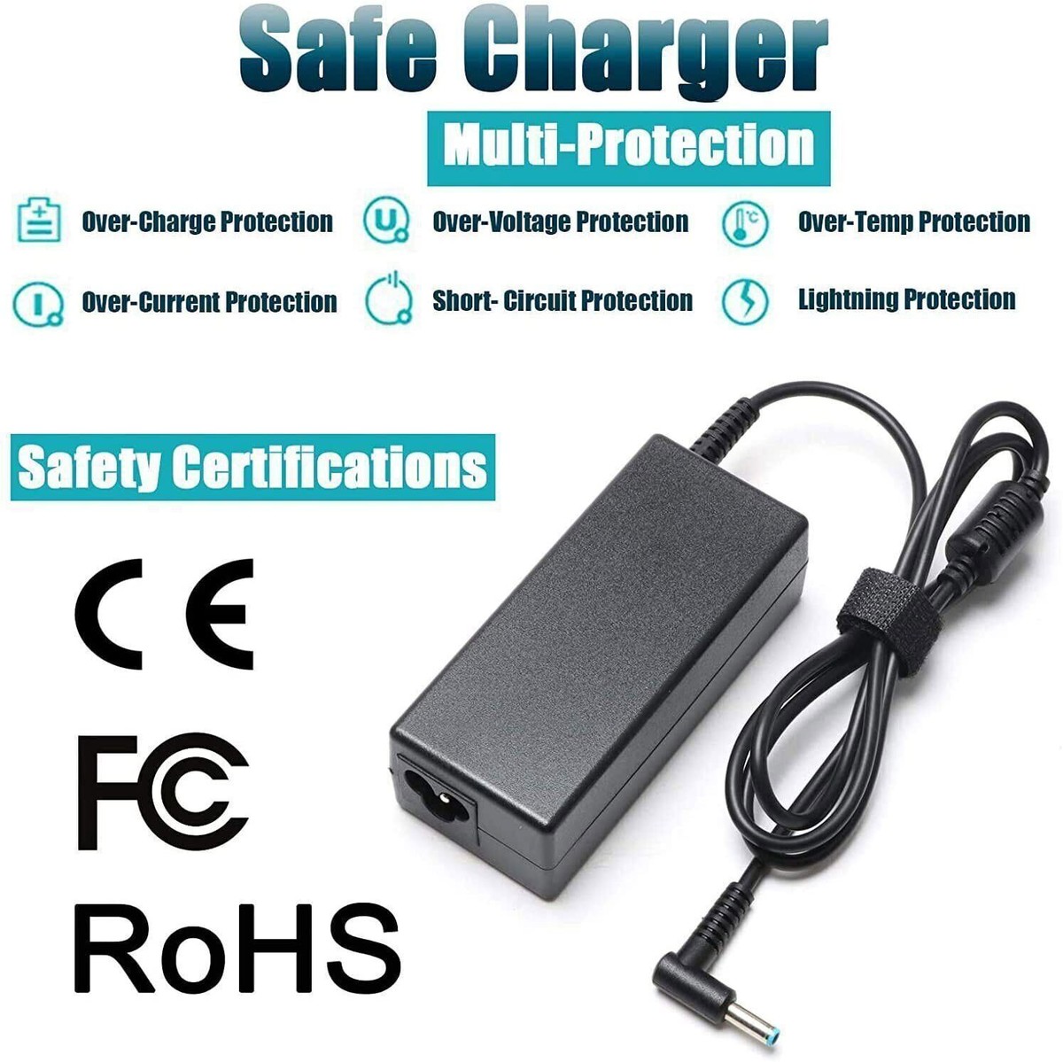 Alimentatore AC 65W Per HP &ndash; 19.5V &ndash; Cavo Incluso &ndash; Modelli A065R119L, 753559-003