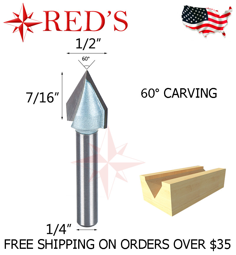 Tideway Carbide IND LC03040804 60 degree V groove Carving 1/4" shank router bit