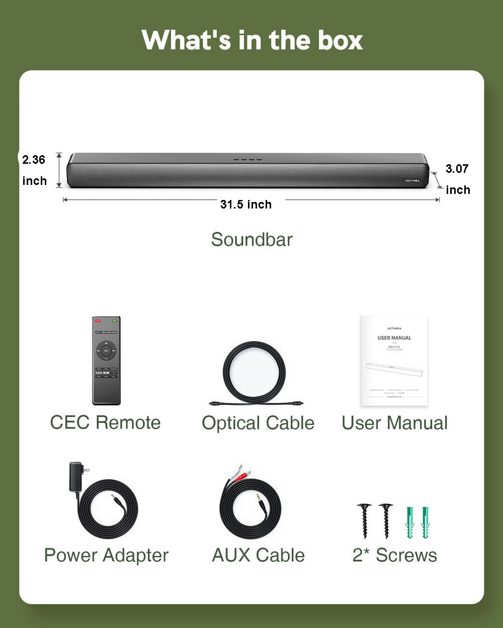 SoundBars, 100W Bluetooth TV Speaker with 3D Sound, HDMI ARC/Optical/AUX/CEC