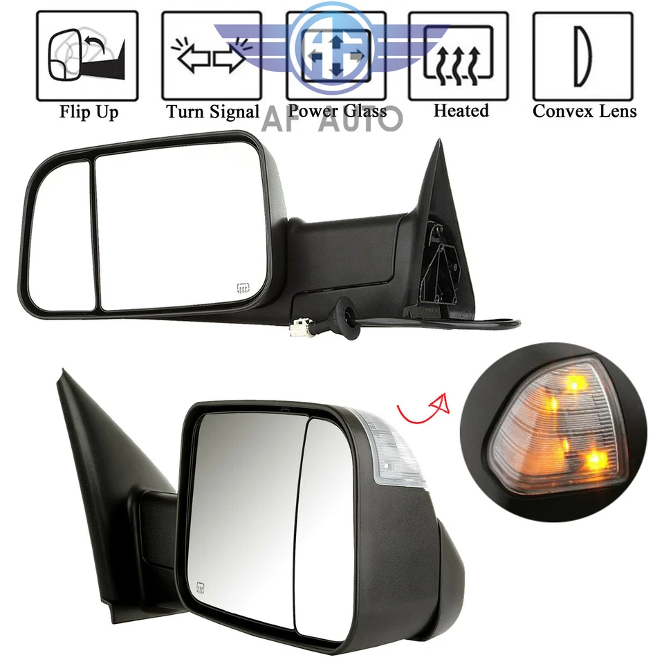 Set For 02-08 Dodge Ram 1500 03-09 2500 3500 Tow Mirrors Power Heated Led Signal - Image 2 of 4