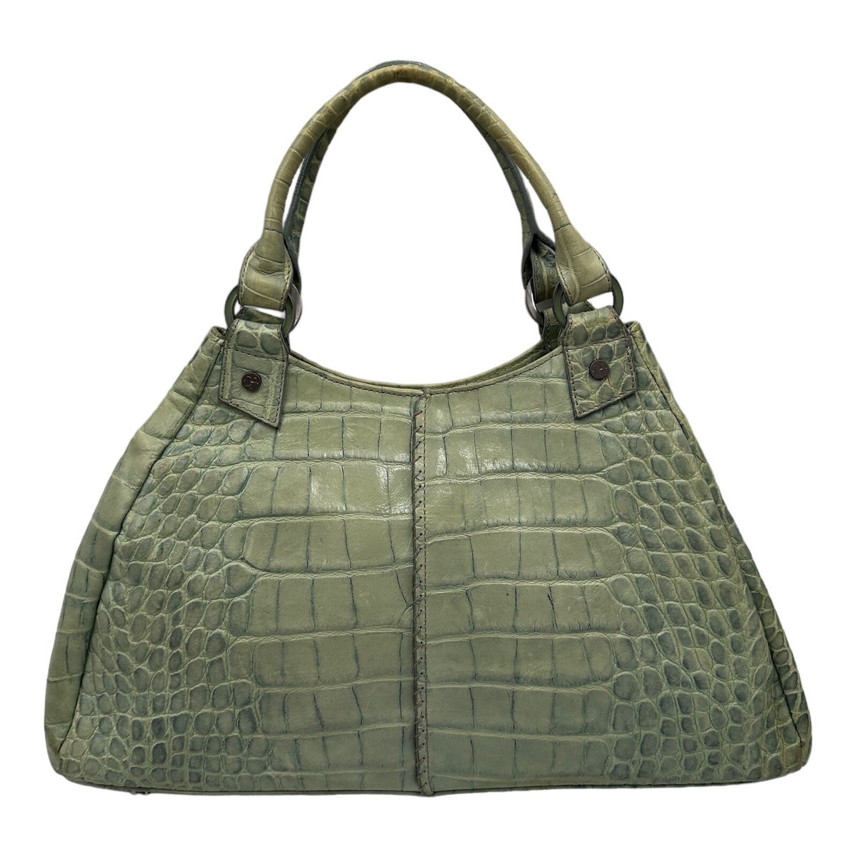Donald J Pliner Croc Embossed Leather Satchel Top Handle Bag  display picture 2