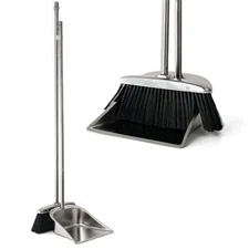 Heavy Duty Broom and Dustpan Set Stainless Steel Broom and Dustpan Set with  