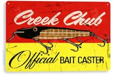 Creek Chub Fishing Sign, Bait, Lure, Tackle, Fish, Tin Sign B404