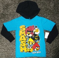 Boys Lightweight Long Sleeve Angry Birds smash Shirt With Hood Size 14/16 Boys Lightweight Long Sleeve Angry Birds smash Shirt With Hood Size 14/16