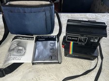 Vintage Polaroid OneStep 600 Land Camera Black Rainbow Stripe Edition Untested