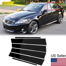 For Lexus IS 06-13 6Pcs Glossy Piano Black Pillar Posts Window Door Trim Covers