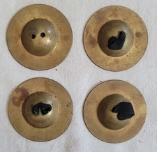 Vtg. Professional Set Of 4 Brass Belly Dancer Finger Cymbals Zills 2 1/8" Dia.