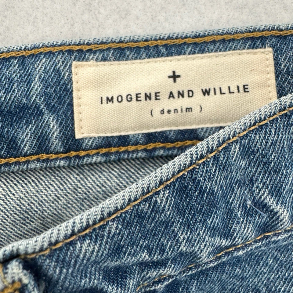 Imogene + Willie Edie Jeans Womens 33 Blue Raw Denim Made in USA 38x30 Wide Leg - Image 4 of 4
