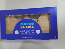 Mondo Llama Paint Your Own Wood Treats Kit 3 Wood Cookies with paints brushes