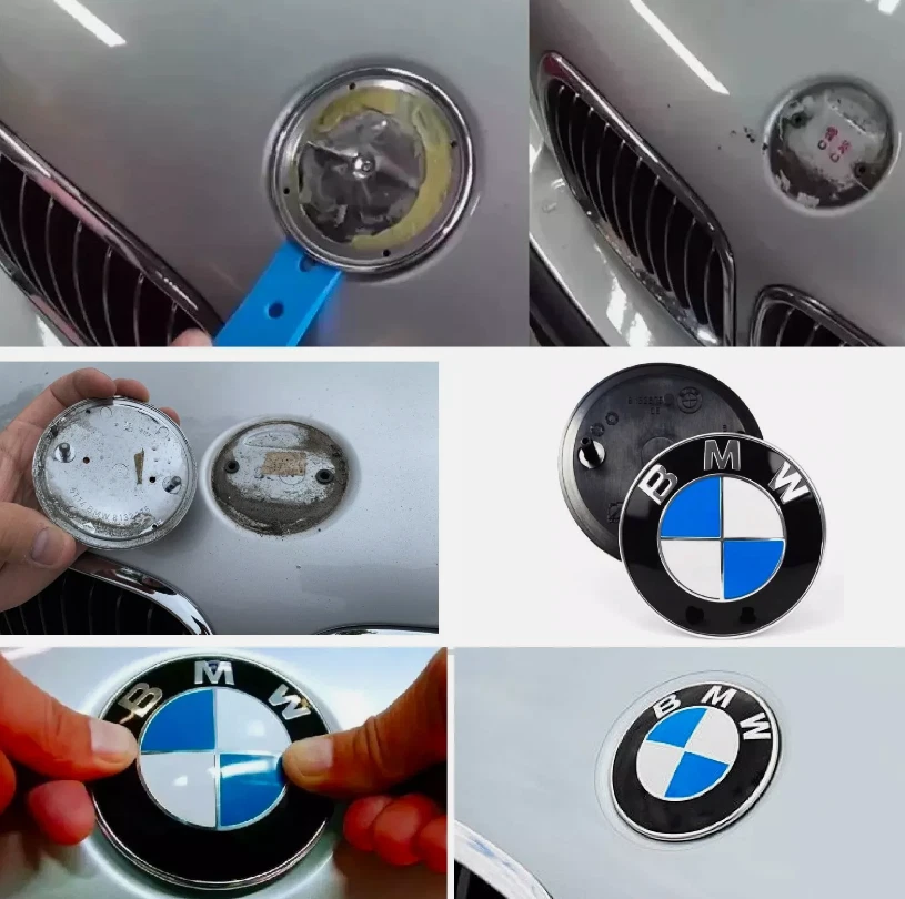 82mm + 82mm SET Car Front Hood Bonnet Emblem Badge Logo E60 E36 E32 E38 E34 F01 - Image 3 of 3