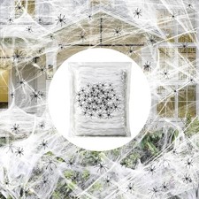 1200 sqft Halloween Spider Webs and 50pcs Fake Spiders Super Stretch Cobwebs