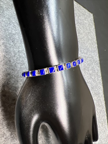 Vintage Sterling Silver Lapis Lazuli Bracelet - Picture 4 of 12