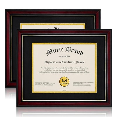 Diploma Frames 8.5 x 11 with Mat Set of 2 Solid Wood Degree frame Covered by ...