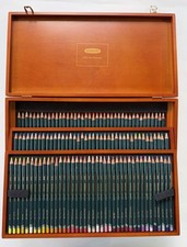 Derwent Artists 120 Colored Pencils Complete Set Wooden Box Made in Britain