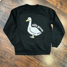Sweatshirt Unisex Silly Goose Graphic Pullover Black Size Medium