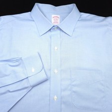 Brooks Brothers Dress Shirt 18 35 Light Blue Pinpoint Oxford Madison Classic