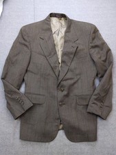 Vintage Evan Picone Blazer Mens 40S Brown Herringbone Wool Sport Coat USA 90s