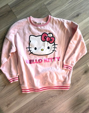 Hello Kitty Sanrio Pink Sweatshirt Oversized Fit Crew Neck Women Size M