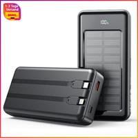 Solar Powerbank 27000Mah 22,5W SchnellladegeräT Mit 2 Kabeln FüR Smartphones