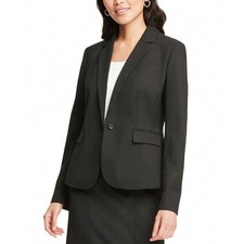 Ann Taylor Classic Petite One Button Blazer Raven Black Size 12P Professional