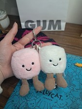 Jellycat Pair of Marshmallows Plush Keychain Bag Charm Cute Gift Dust Bag NWT