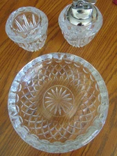Princess House Lead Crystal 3-Piece Set Lighter, Ashtray & Cigarette Cup Combo
