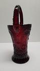 Tiara Indiana Glass Ruby Red Sandwich Tall Handled Basket. — photo 2