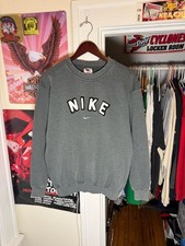 Vintage 90s Nike Center Swoosh Grey Crewneck Sweatshirt Size M