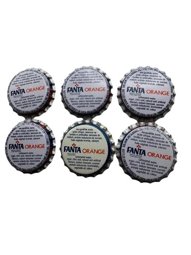 Vintage Fanta Orange Canada Bottle Cap Lot x6 1970s-80s Toronto Coca-Cola