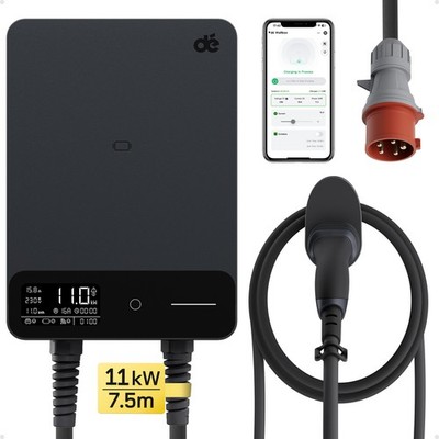 11kW Smart EV Ladegerät 16A Typ 2 Wallbox mit APP 400V Wlan & Bluetooth 7m
