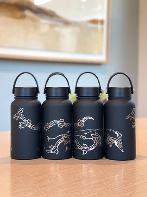 Shiny Rayquaza & Mega Rayquaza Water Bottle Engraved Waterbottle Black Rayquaza - Image 1 of 4