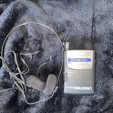 Sony Walkman SRF-49 FM AM Stereo Radio Black w Belt Clip Tested Works Great