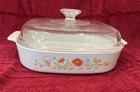 Vintage Corning Ware Wildflower Orange 10x10x2 Casserole A-10-B Pyrex Lid A-12-C