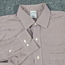 Brooks Brothers Shirt Mens XL 17 6/7 Regent Dress Non Iron Check Button Up