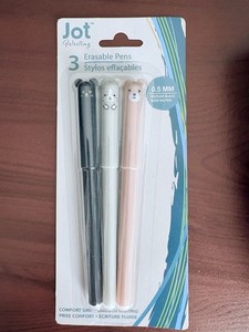 Jot Writing Erasable Pens Set 0.5mm Model Black Ink Medium Point 3 Pack