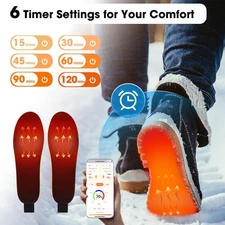 1 Pair Electric Heated Insole Foot Warmers APP Control 3-Temperature Adjustable