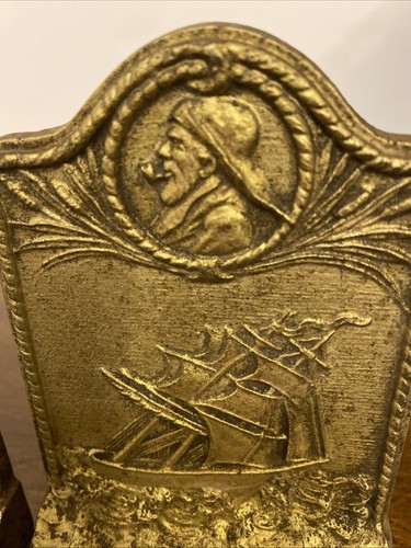 Bradley & Hubbard Nautical Bookends Cast Metal Vintage Sailors & The Sea Heavy - Picture 6 of 14