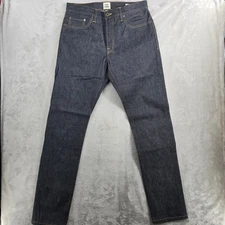 Flint and Tinder Raw Denim Mens Slim Fit Dark Wash Jeans Size 33x34  USA MADE