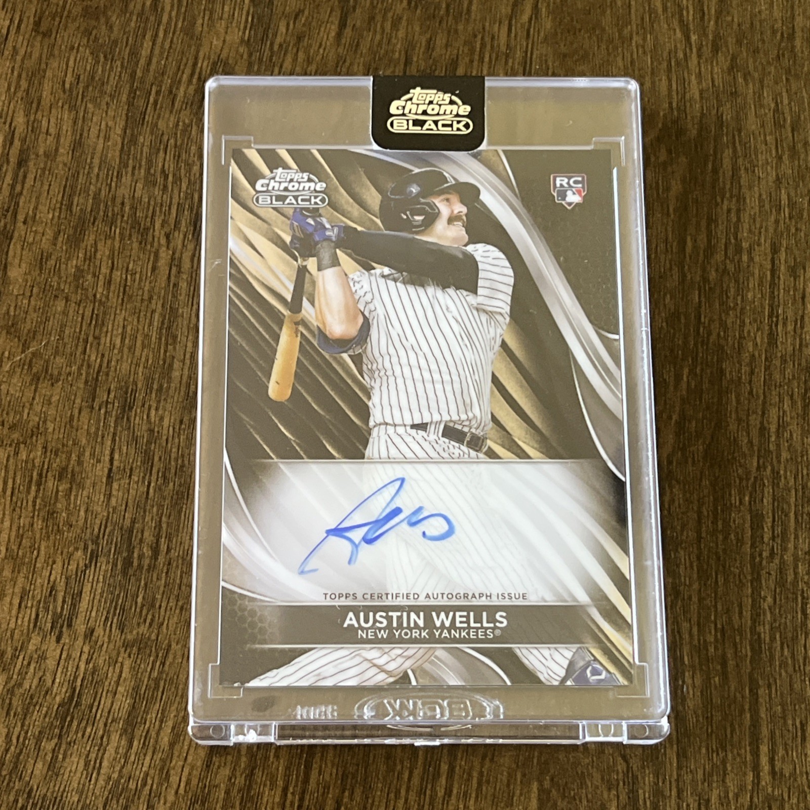 2024 Topps Chrome Black AUSTIN WELLS RC Encased On Card AUTO Yankees