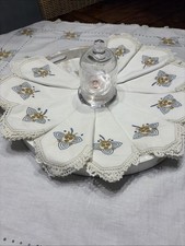 Vintage, Hand Embroidered Table topper/doily With Set Of 10 Napkins 41x41