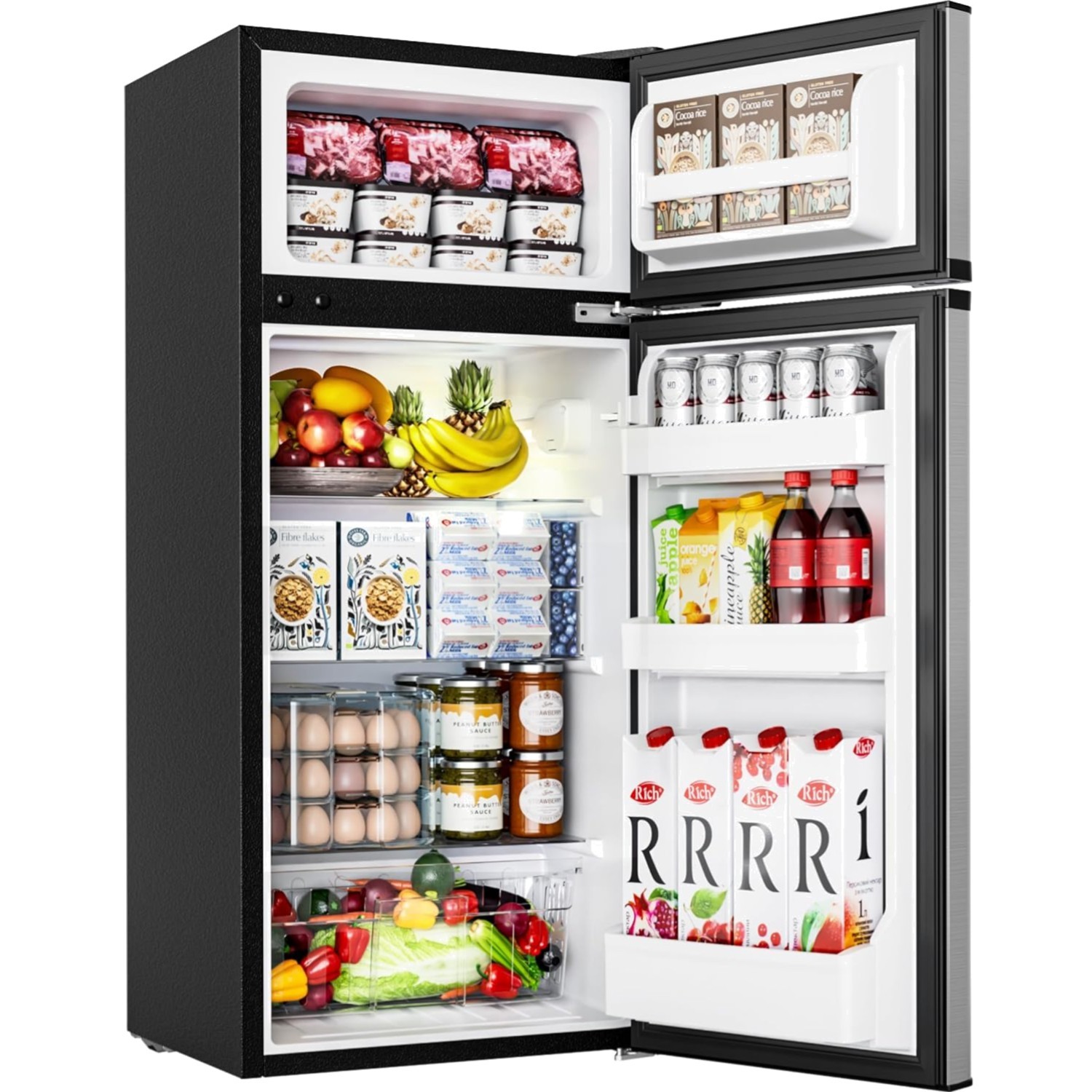 Compact Silver Mini Refrigerator with Freezer & Adjustable T