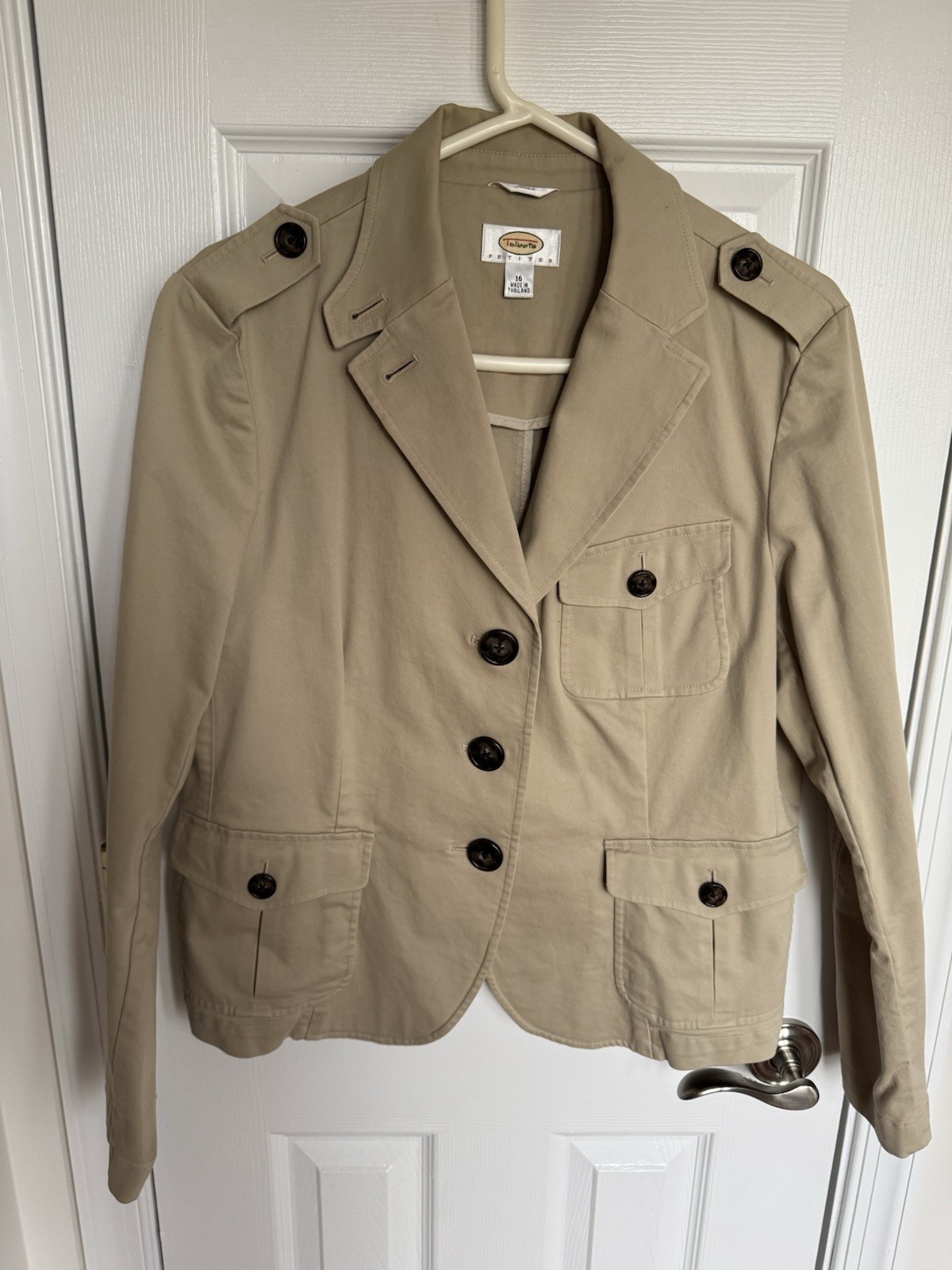 Talbots Button Beige Tan Blazer Jacket Stretch Wo… - image 1