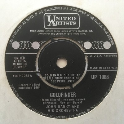 John Barry  His Orc - Goldfinger - Used Vinyl Record 7 - G8100z