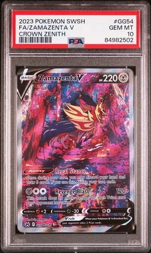 Pokemon TCG Zamazenta V GG54/GG70 Crown Zenith Galarian Gallery Holo PSA 10 Mint