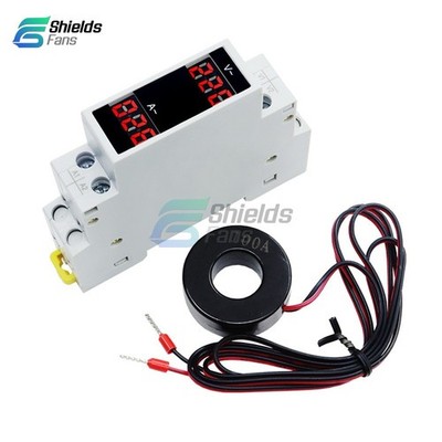 AC 80-500V 1-100A DIN Rail AC Ammeter Digital Display Voltage Current Meter