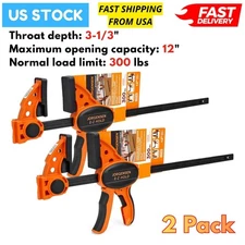 2pk 12" Ratchet Bar Clamps Spreader Bar 300lbs Force for Cabinet Installation