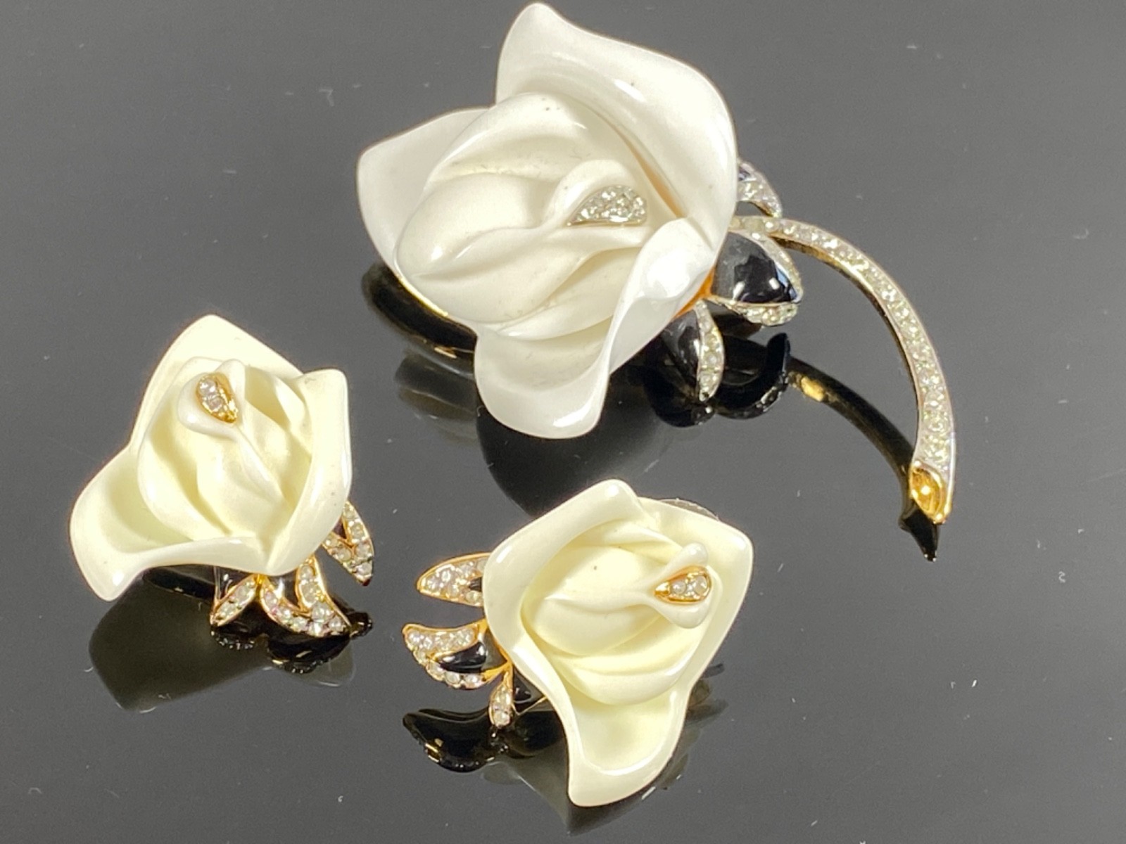KJL KENNETH JAY LANE Vintage SET White/Cream Rose… - image 14