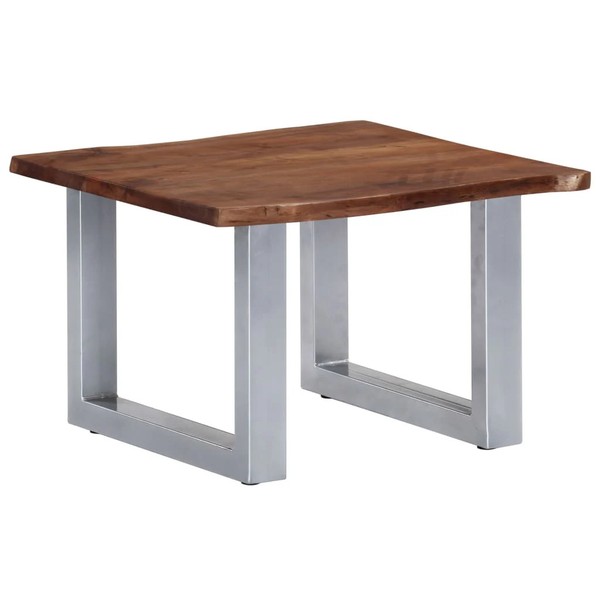 Vidaxl Couchtisch Mit Naturkanten 60X60X40 Cm Massivholz Akazie Neu-image