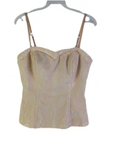 Vintage 90s Cache Womens 2 Pink Lace Sweetheart Corset Bustier Shirt Fairy Rave