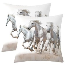 Cute Horse Throw Pillow Covers 20"x20" Set of 2 Soft Galloping Horse Pillow C...